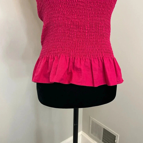 Maeve Pink Smocked Peplum Ruffle Tank Top - Picture 3 of 10